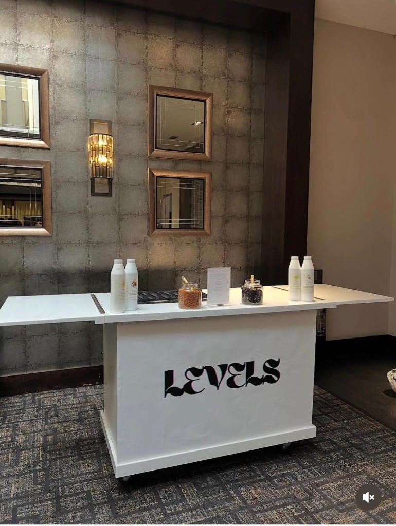 Levels branded mobile bar and event station